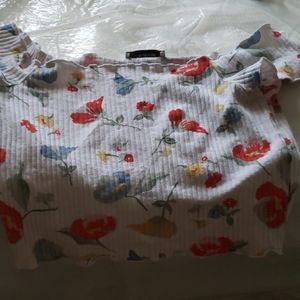 Floral off the shoulder crop top